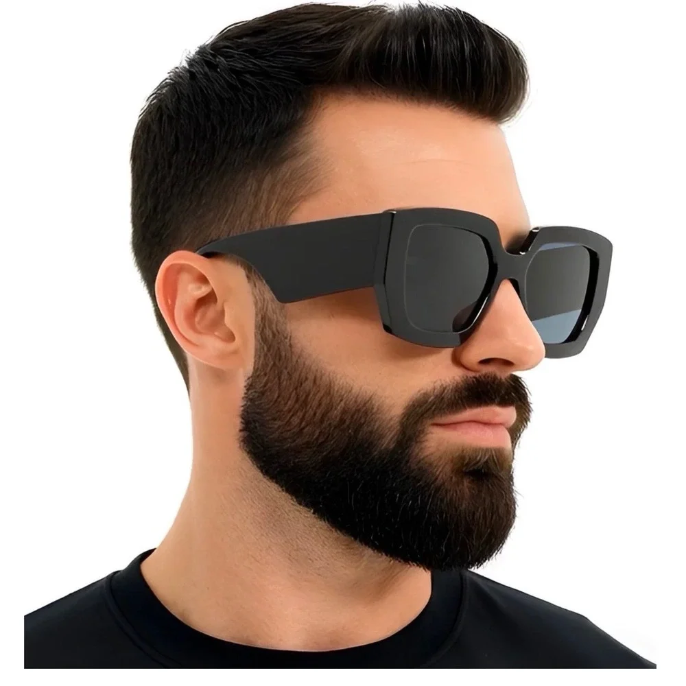 Oversized Black Square Sunglasses Men's Fashion‎ Eyeglasses Hip Hop Cholo Rapper